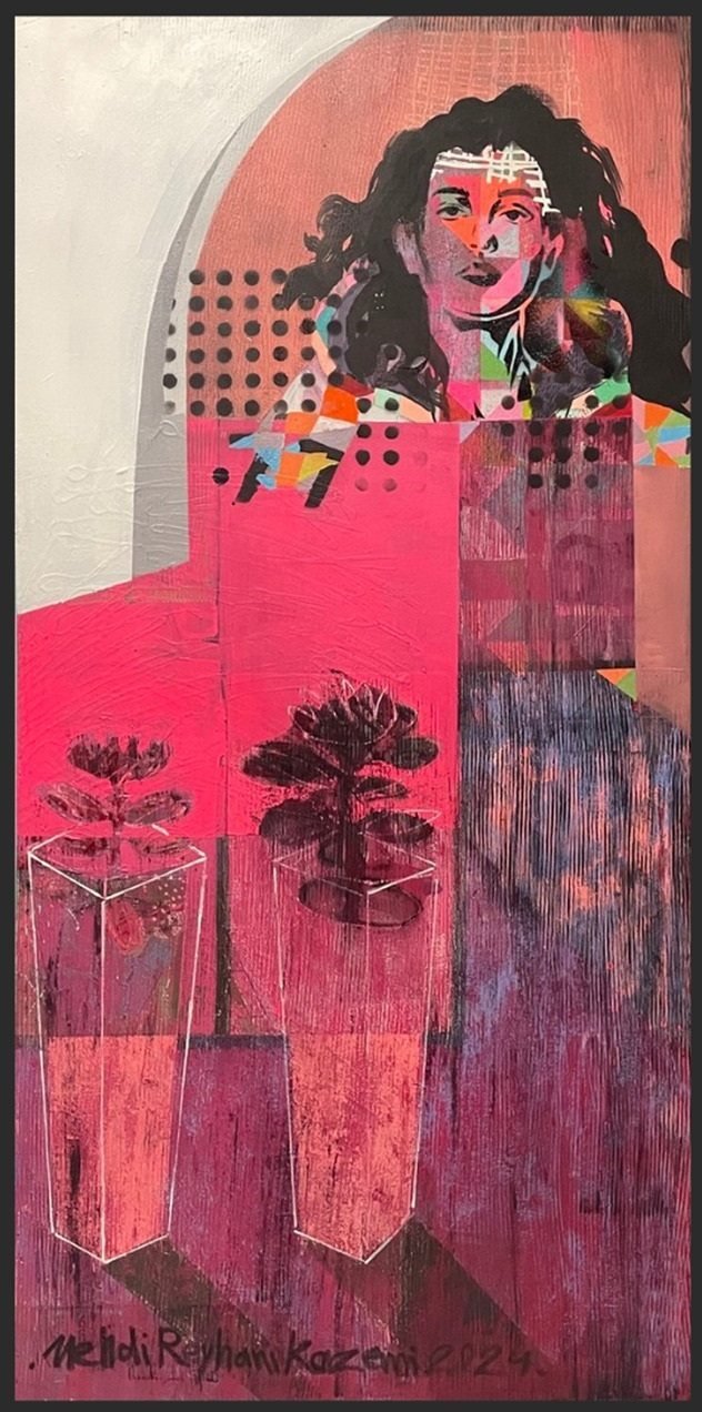 İki Aşık, 2024. Akrilik, 120×60 cm.